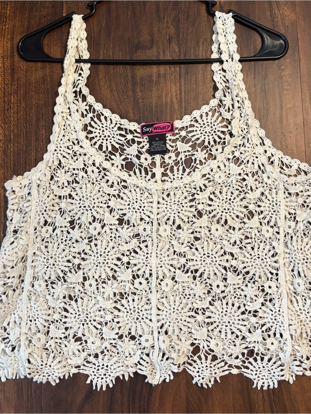 Say What? Womens White Knit Tank Top 100% Cotton